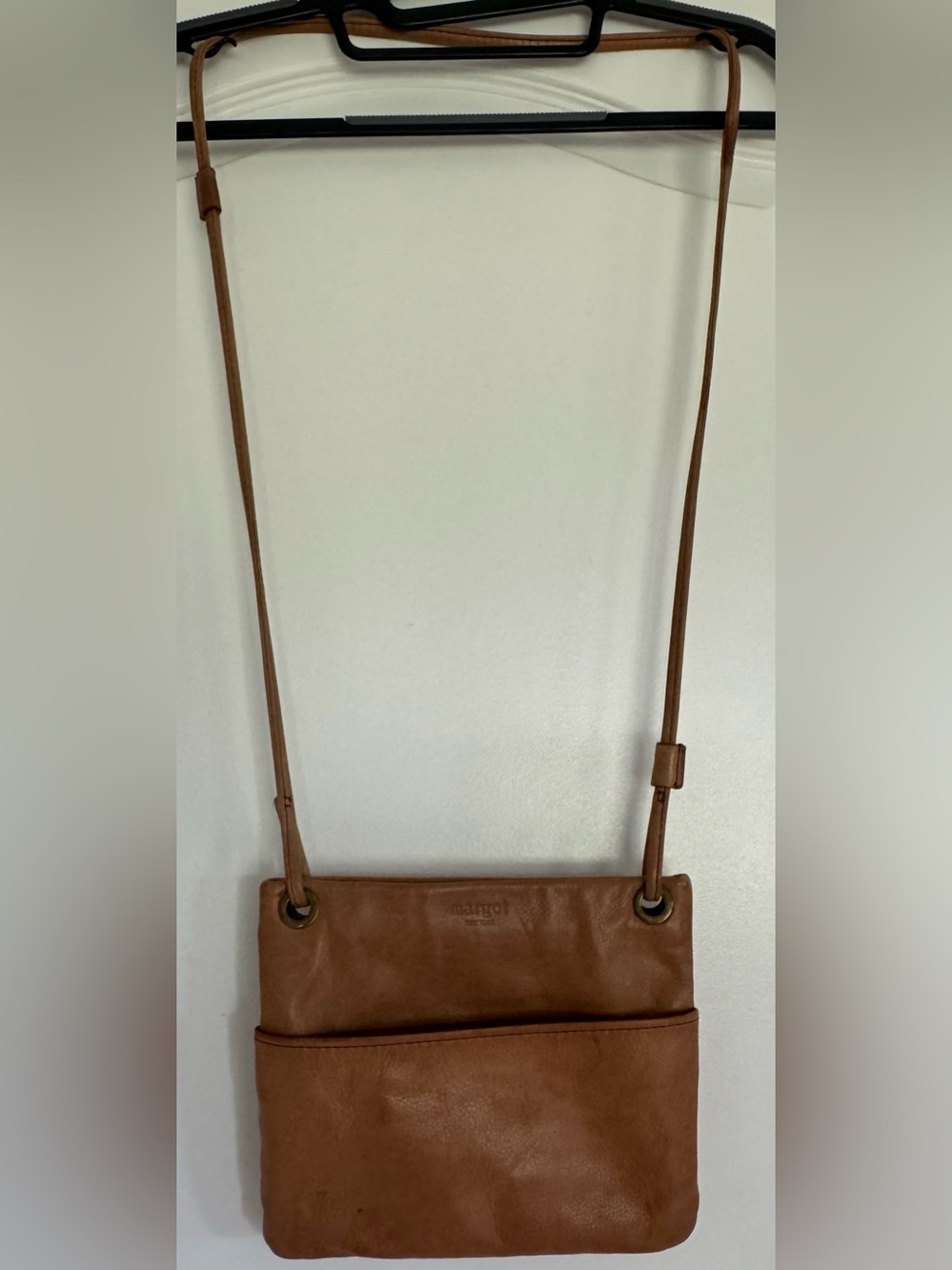 Margot New York Brown Leather Crossbody Purse Minimalist Adjustable Strap Bag